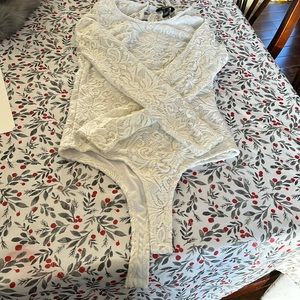 Streetwear Society. Size Medium. White lace bodysuit.